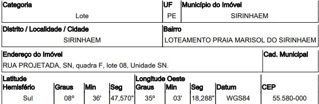 Terreno, 0.00 de área total, 0.00 de área privativa, 396.00 de área do terreno. em Sirinhaém/PE
