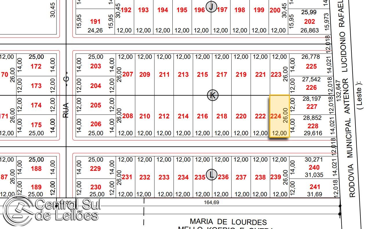 Terreno no LT 224 QD K, com área de 312,00m², no Lot. Recanto do Sul, em Araranguá/SC em Araranguá/SC