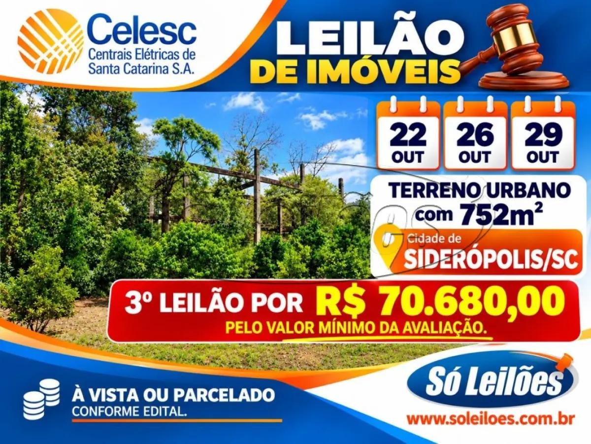 TERRENO URBANO SIDERÓPOLIS/SC em Siderópolis/SC