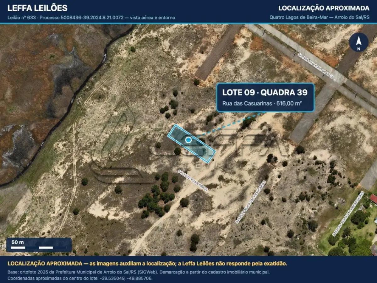 UM TERRENO URBANO, SEM BENFEITORIAS, SITUADO NO LUGAR DENOMINADO QUATRO LAGOS DE BEIRA-MAR em Arroio do Sal/RS