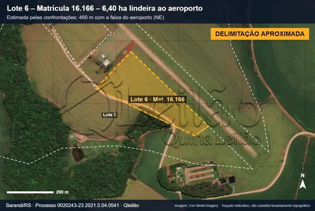 LOTE 6 – 6,4 HECTARES DE TERRAS RURAIS LINDEIRAS AO AEROPORTO – FAZENDA SARANDI – SARANDI/ em Sarandi/RS